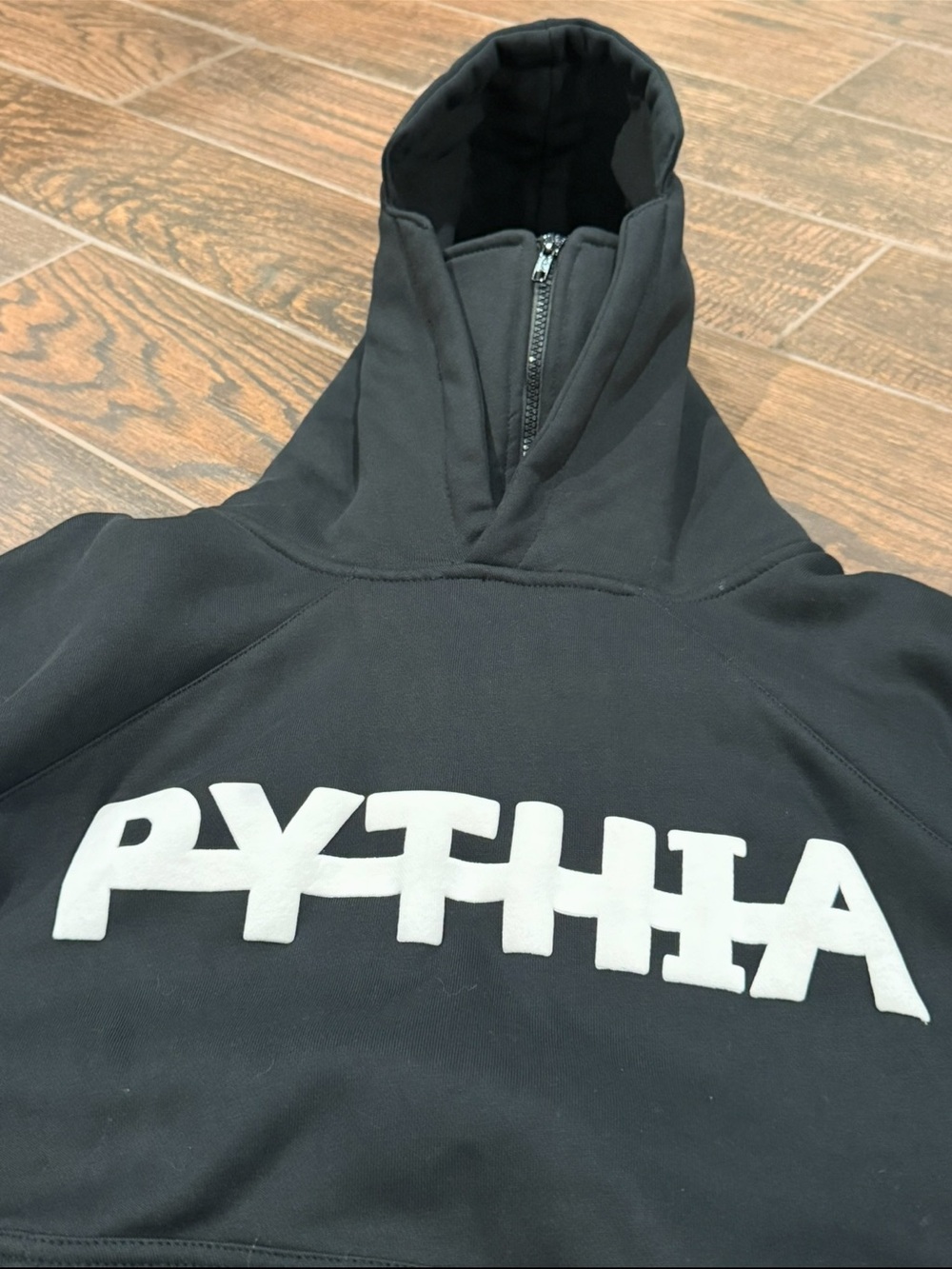 Pythia Clothing Black Oversized Face-Covering Zip Hood Hoodie 3XL